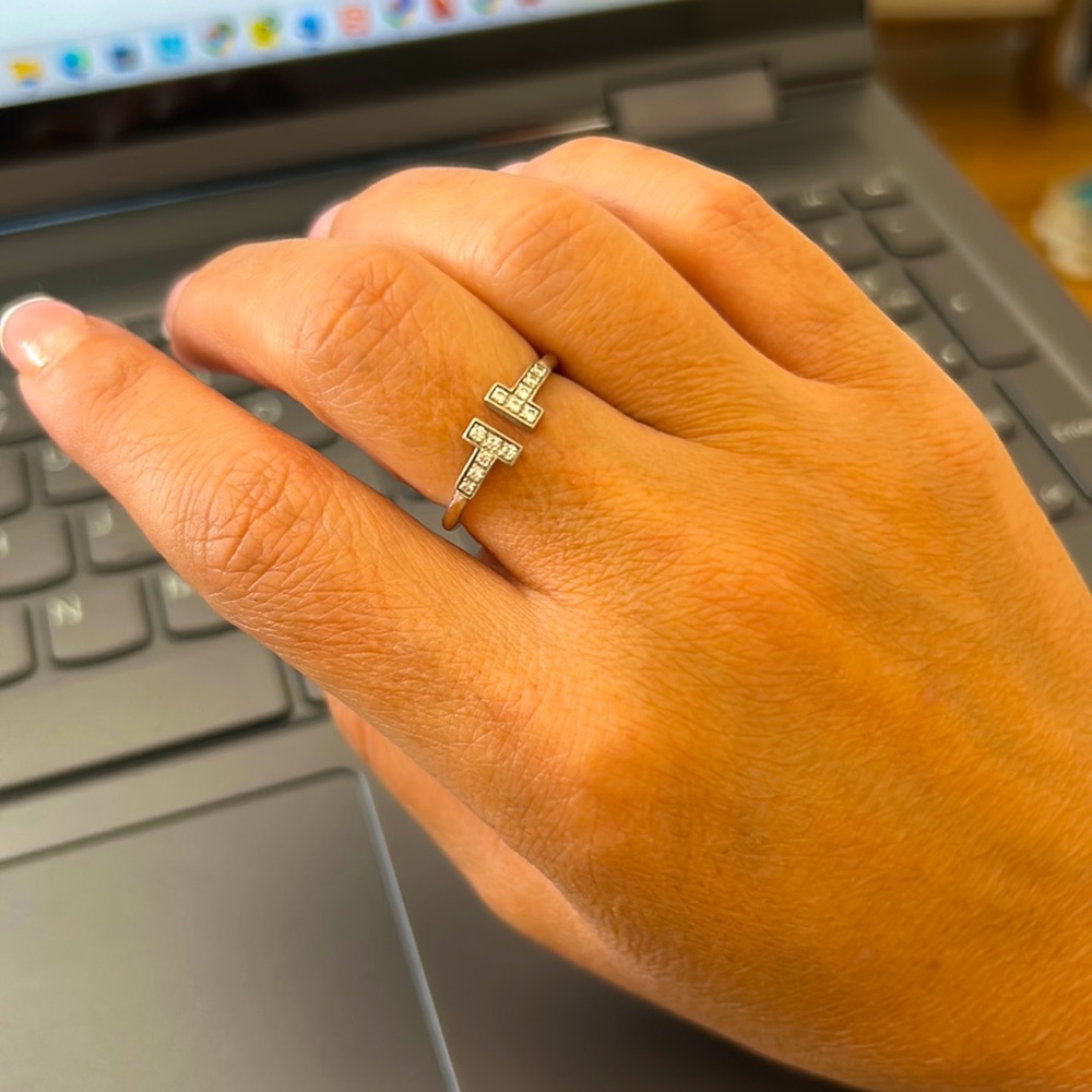 T Tiffany Ring with Diamonds